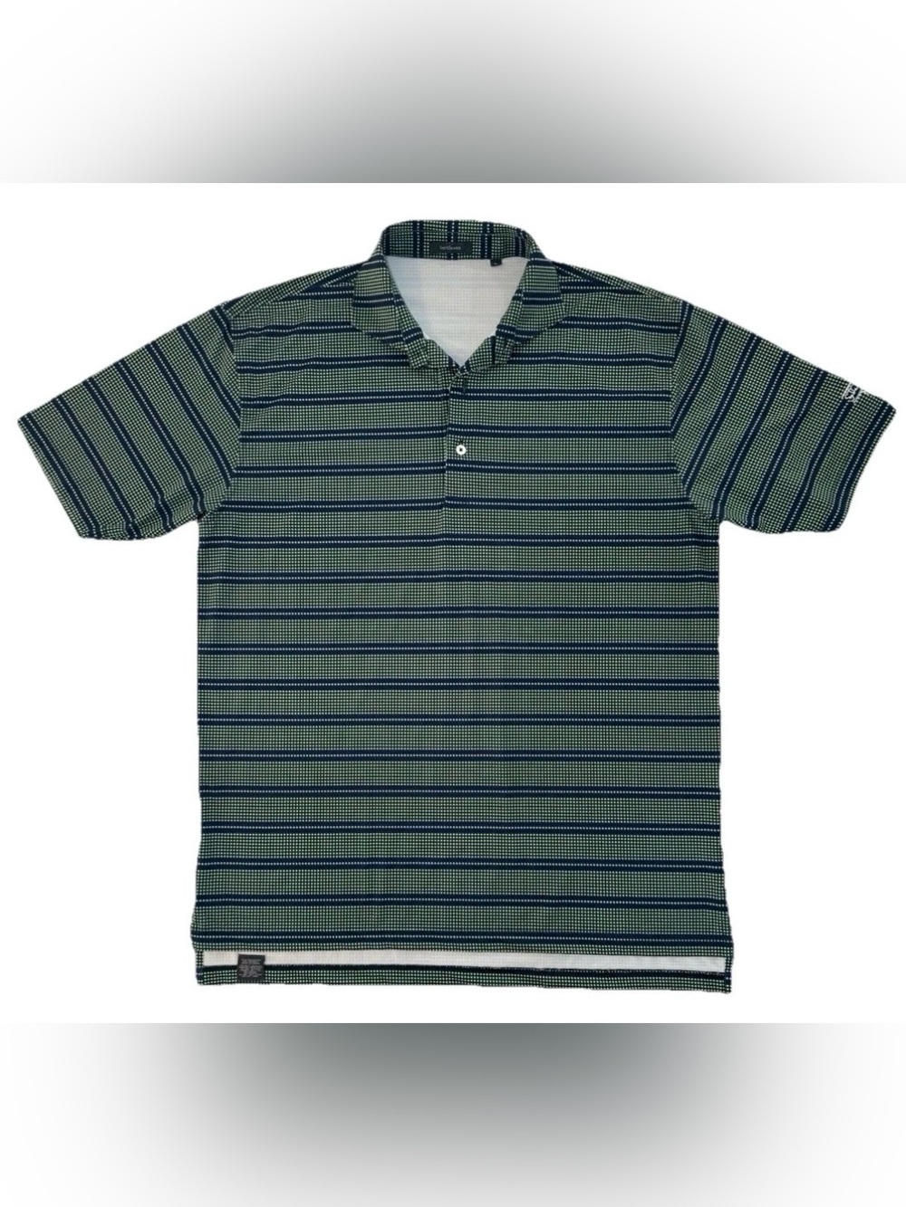 Turtleson Men's L Green Blue White Geometric Golf Polo Shirt Stoneridge Naples - Picture 10 of 12